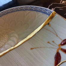 Load image into Gallery viewer, Arita Plant Pattern Plate 植物柄有田焼呼継ぎ皿