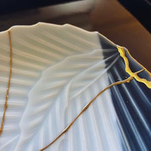 Load image into Gallery viewer, Leaf relief Arita ware Kintsugi plate  木の葉浮彫り有田焼金継ぎ皿 - KOKO utsuwa