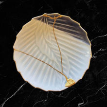Load image into Gallery viewer, Leaf relief Arita ware Kintsugi plate  木の葉浮彫り有田焼金継ぎ皿 - KOKO utsuwa