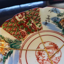 Load image into Gallery viewer, Auspicious pattern Kutani ware Kintsugi plate  縁起物柄九谷焼金継ぎ皿 - KOKO utsuwa