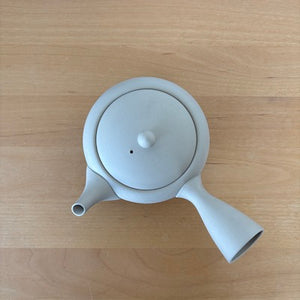 Tokoname White Smoke Kyusu Tea Pot -Flat-