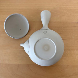 Tokoname White Smoke Kyusu Tea Pot -Flat-