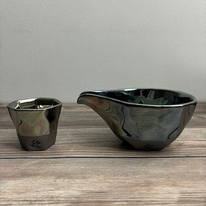 Tsubame Kobo  Platinum Blue  Sake Serving Bowl