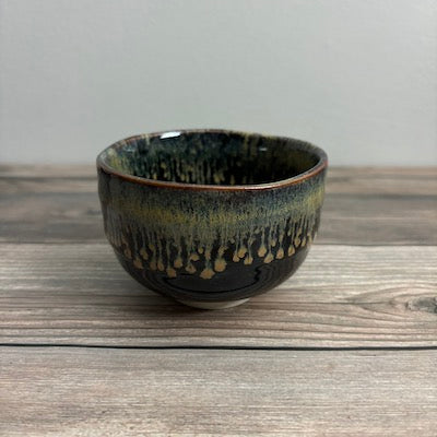 Mini Matcha Bowl   Tenmoku Gold Unofu-nagashi