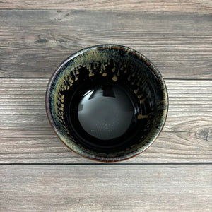 Mini Matcha Bowl   Tenmoku Gold Unofu-nagashi