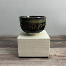 Load image into Gallery viewer, Mini Matcha Bowl   Tenmoku Gold Unofu-nagashi