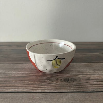 Akae Kobachi Bowl  White Camellia Tsubaki