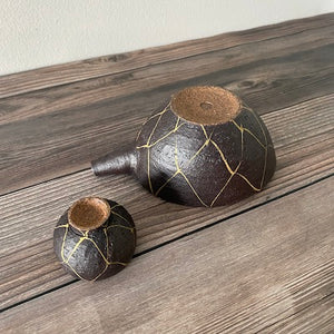 Gold Mesh Katakuchi Sake Serving Cup - KOKO utsuwa
