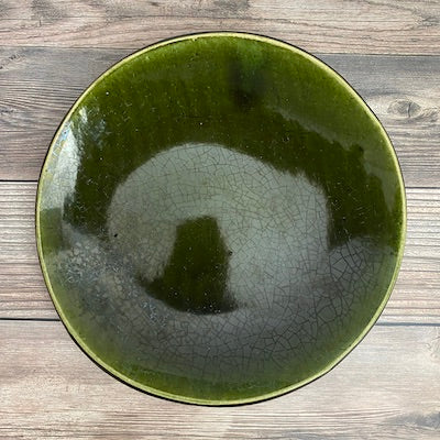 Tawami Oval Plate   Oribe Green - KOKO utsuwa