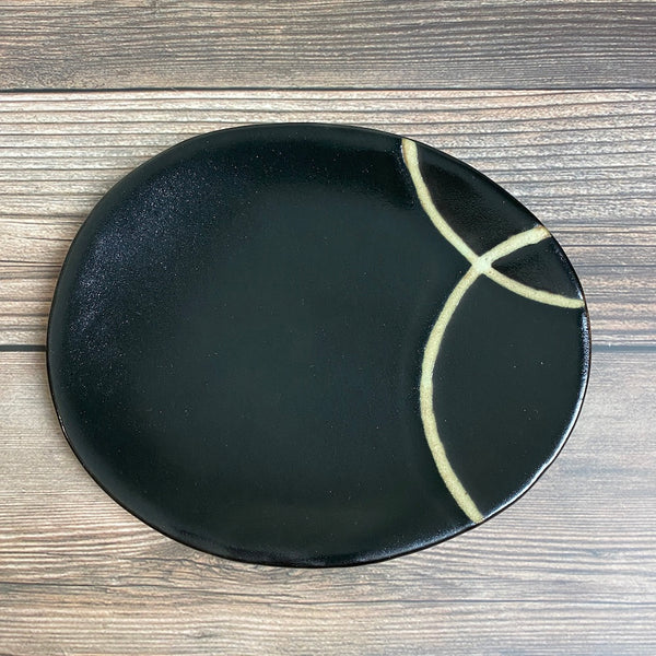Black Oribe Oval Plate - KOKO utsuwa